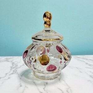 Vintage Bohemia Crystal Covered Candy Dish